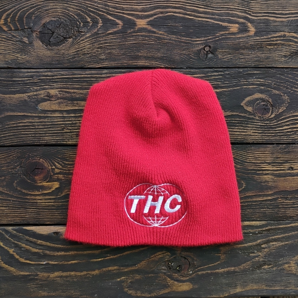 THC RED TOBOGGAN KNIT VINTAGE BEANIE SKULL HAT SK8 CAP NWOT